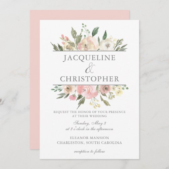 Elegant Spring Floral Blush Pink Peony Wedding Invitation | Zazzle.com