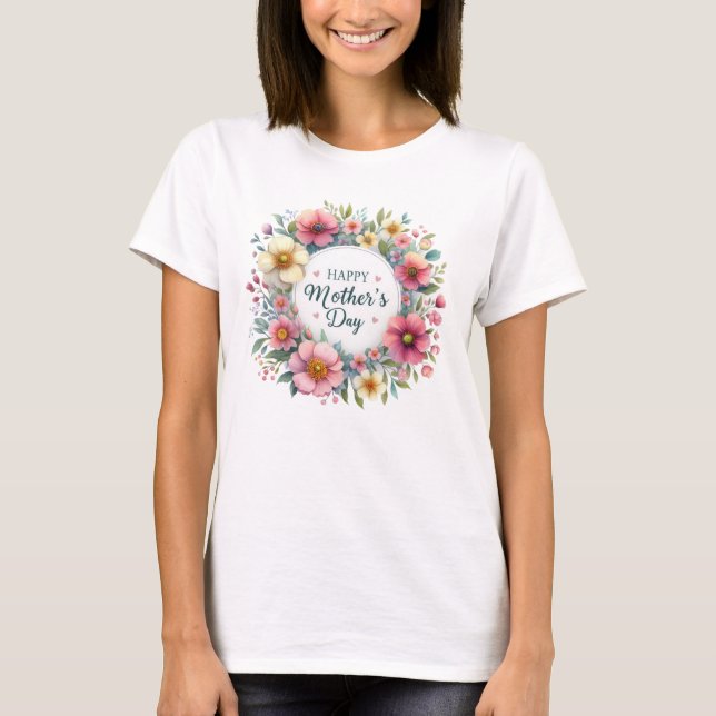 Elegant spring floral boho bouquet Mother's Day T-Shirt (Front)
