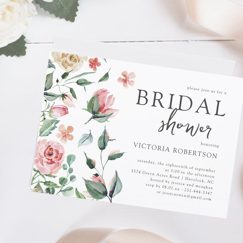 Elegant Spring Floral  Botanical Bridal Shower Invitation