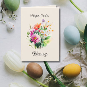 Elegant Spring Floral Bouquet Easter Holiday Card