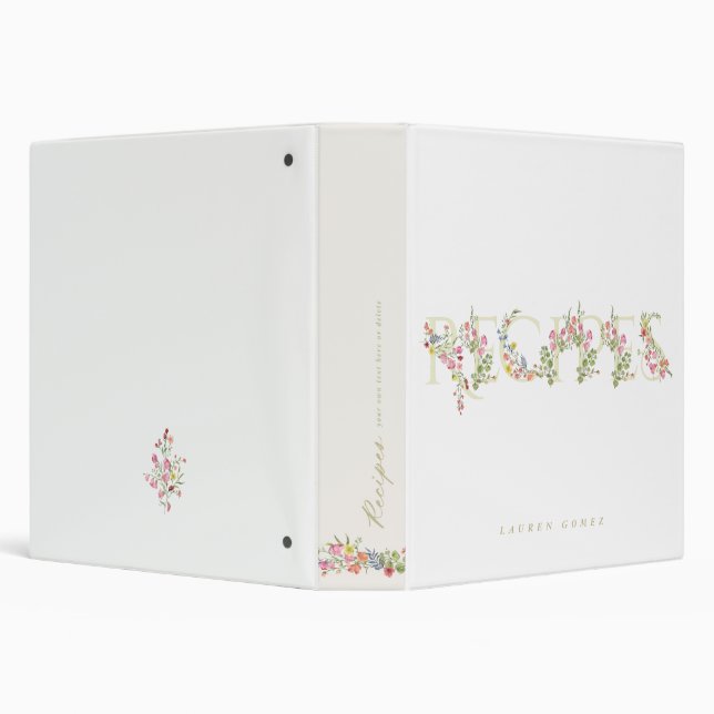 Elegant Spring Floral Bridal Shower Wedding Recipe 3 Ring Binder (Background)