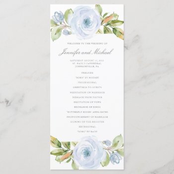Elegant Spring Floral Dusty Blue Wedding Program by ModernMatrimony at Zazzle
