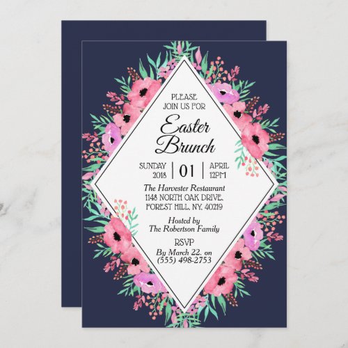 Elegant Spring Floral Easter Brunch  Any Color Invitation