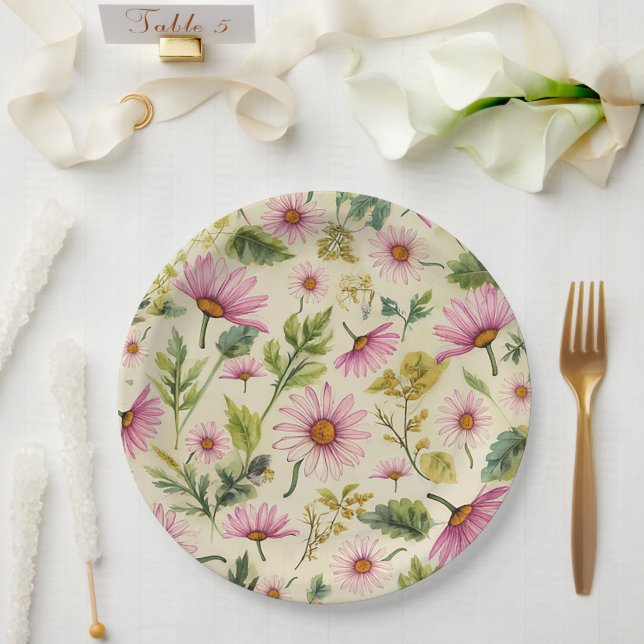 Elegant Spring Floral  Paper Plates (Wedding)