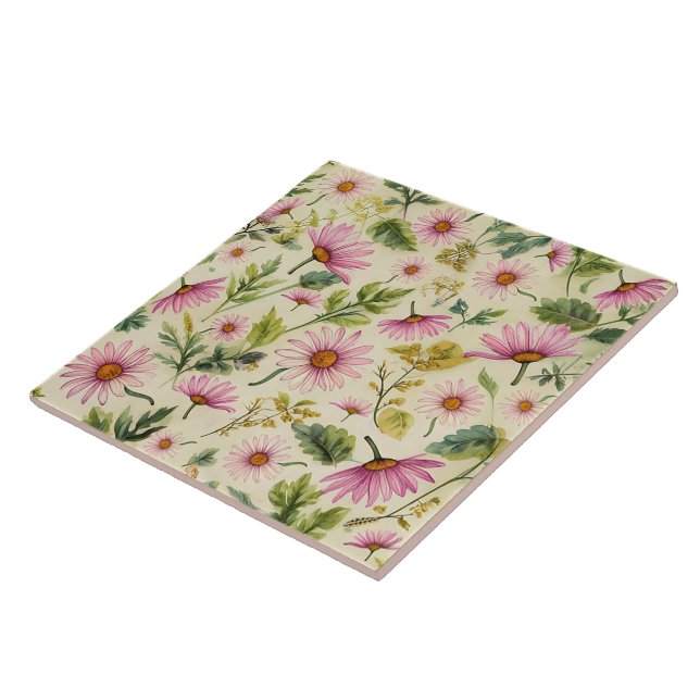 Elegant Spring Floral Pattern  Ceramic Tile (Side)