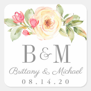 Elegant Spring Floral Peach Wedding Stickers