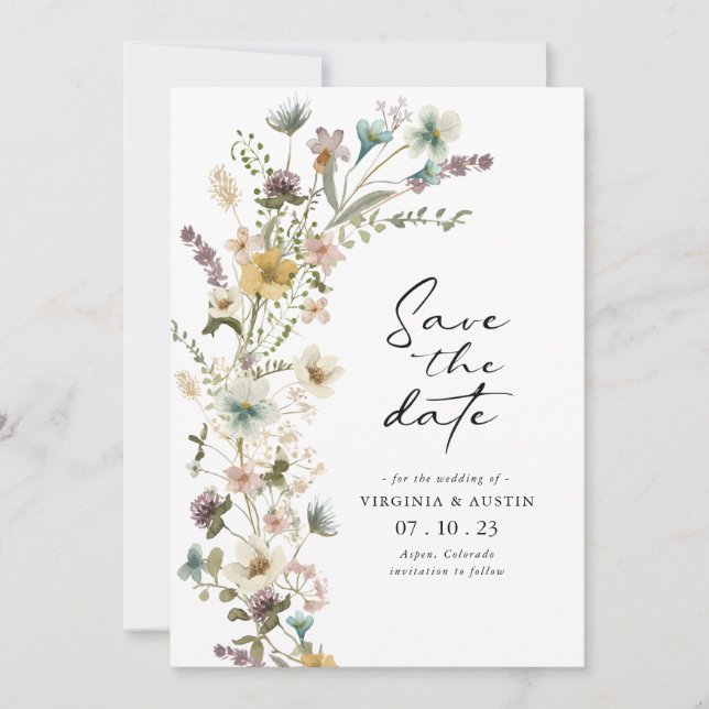 Elegant Spring Floral Save The Date Card (Front)