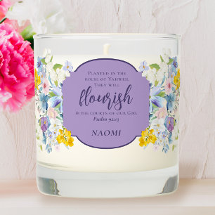 Elegant Spring Floral Scipture Verse Personalized Scented Candle