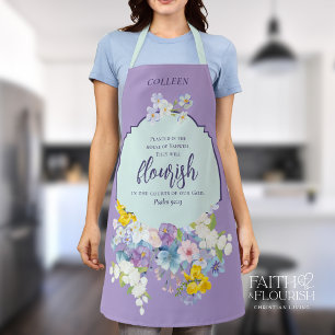 Elegant Spring Floral Scripture Personalized Apron