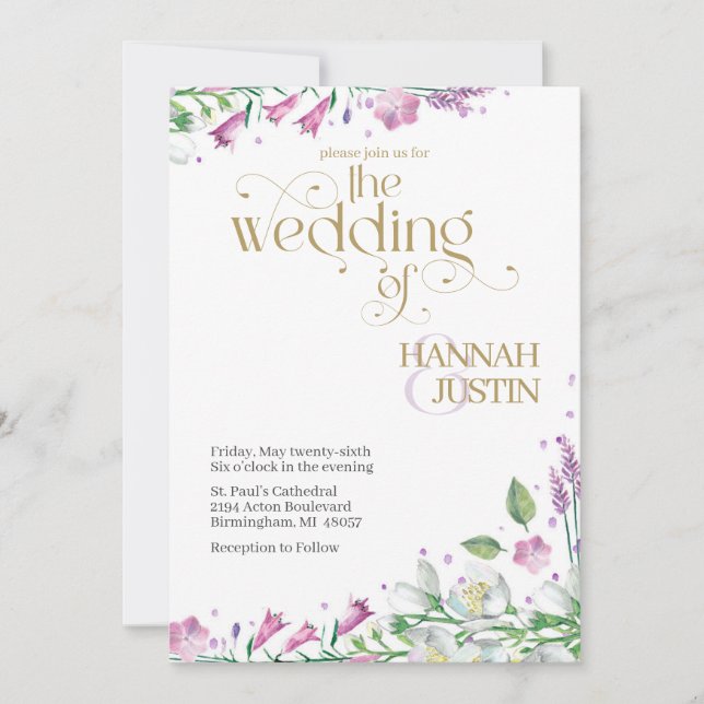 Elegant Spring Florals Wedding Invitation (Front)