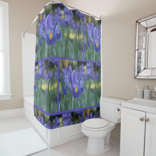 Elegant Spring Flower Purple Iris Shower Curtain (In Situ)