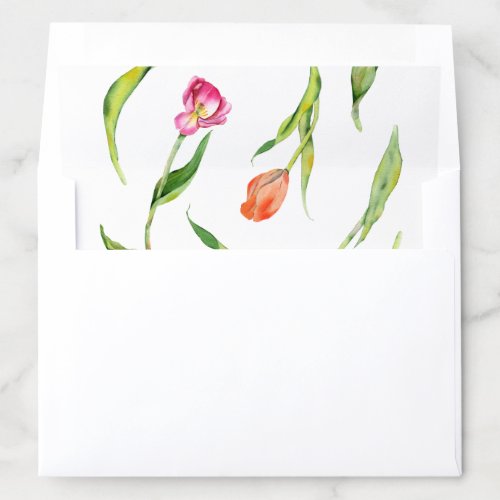 Elegant Spring Flower Tulip Bridal Shower Envelope Liner