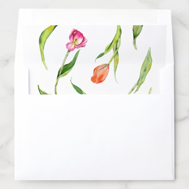Elegant Spring Flower Tulip Bridal Shower Envelope Liner (In Envelope)