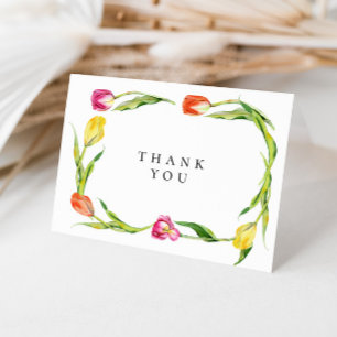 Elegant Spring Flower Tulip Bridal Shower Letterpress Thank You Card