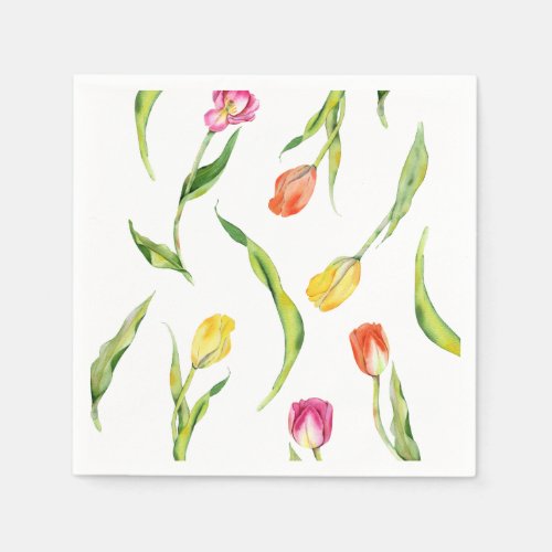 Elegant Spring Flower Tulip Bridal Shower Napkins