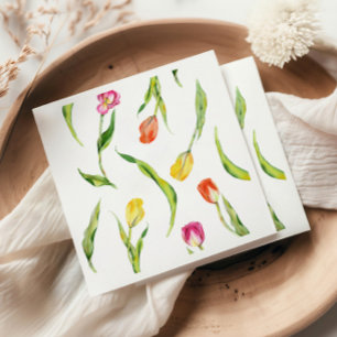 Elegant Spring Flower Tulip Bridal Shower Napkins