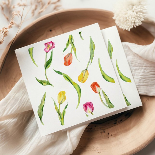 Elegant Spring Flower Tulip Bridal Shower Napkins (Creator Uploaded)