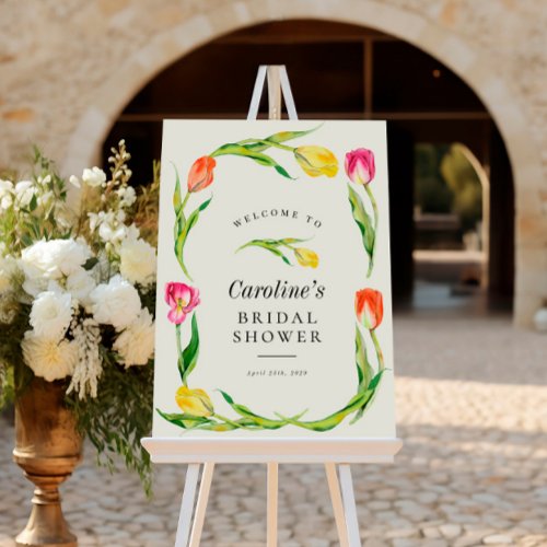 Elegant Spring Flower Tulip Bridal Shower Sign