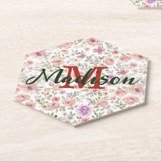 Elegant Spring Flower Wildflower Bouquet Butterfly Paper Coaster