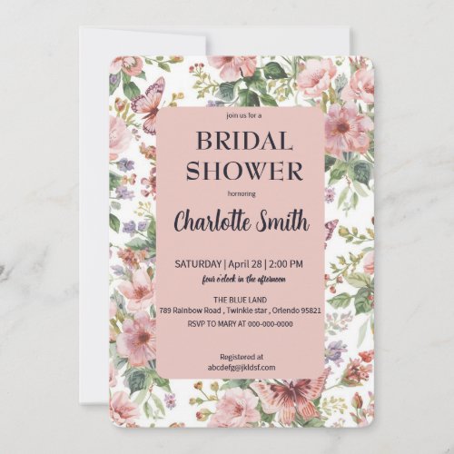 Elegant Spring Flower Wildflower Bouquet Butterfly Save The Date