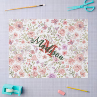 Elegant Spring Flower Wildflower Bouquet Butterfly Tissue Paper