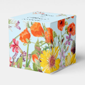 Elegant Spring Flowers Blue Wedding Favor Box