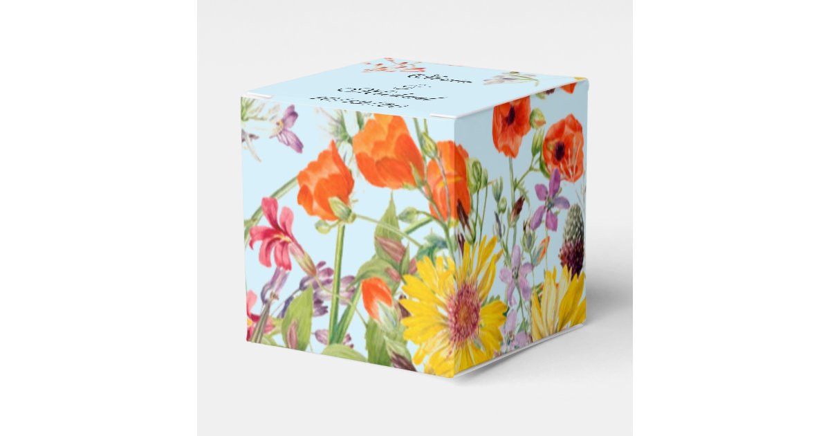 Elegant Spring Flowers Blue Wedding Favor Box | Zazzle