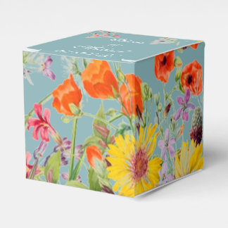 Elegant Spring Flowers Blue Wedding Favor Box