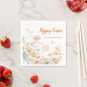 Elegant Spring Flowers Happy Easter Napkins