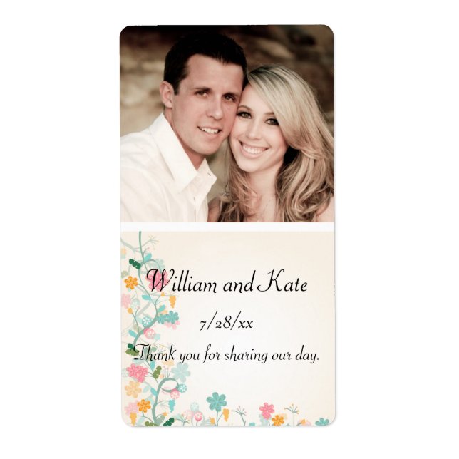 Elegant, Spring Flowers, Wedding Wine, Custom Label (Front)