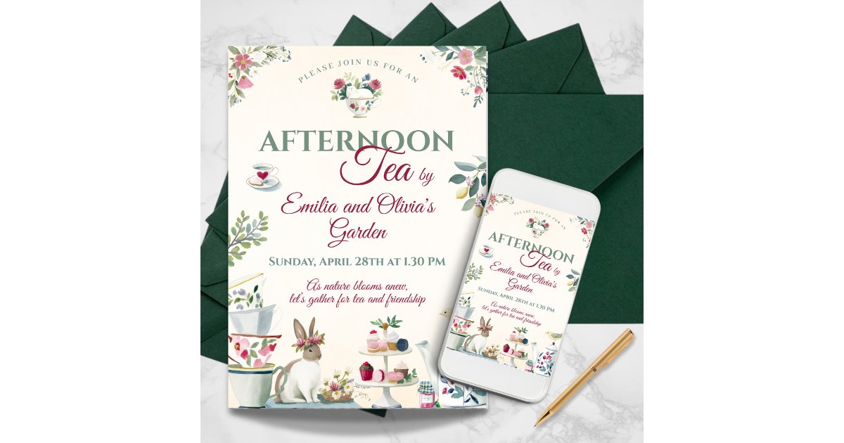 Spring Tea Invitation Elegant Spring Garden Afternoon Tea Party Invitation | Zazzle
