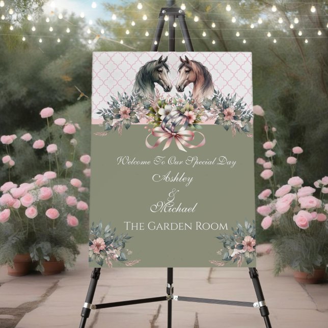 Elegant Spring Horse Wedding Foam Board (Enjoy this beautiful collection of elegant watercolor designs.)