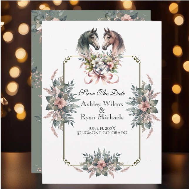 Elegant Spring Horse Wedding Save The Date (Enjoy this beautiful collection of elegant watercolor designs.)