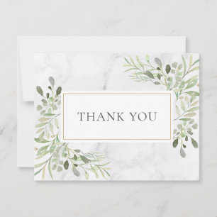 Elegant Spring Leaves White Marble Business  Thank You Card