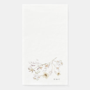 Elegant Spring Monogram Wildflower Wedding Paper Guest Towels