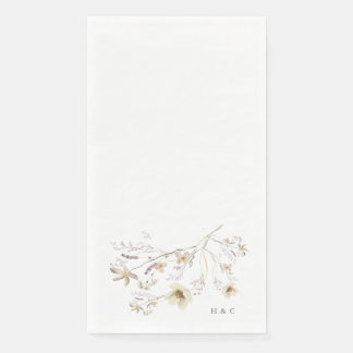 Elegant Spring Monogram Wildflower Wedding Paper Guest Towels