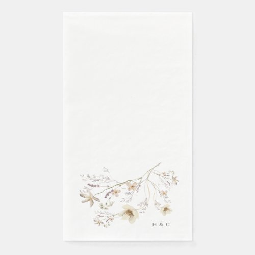 Elegant Spring Monogram Wildflower Wedding Paper Guest Towels