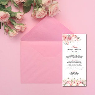 Elegant Spring Rose Blush Pink Wedding Menu