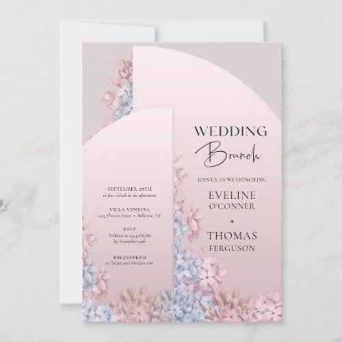 Elegant spring rose gold boho arch wedding brunch invitation