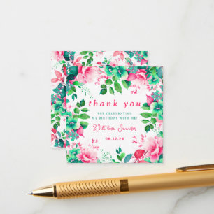 Elegant Spring Summer Floral Birthday Thank You Enclosure Card