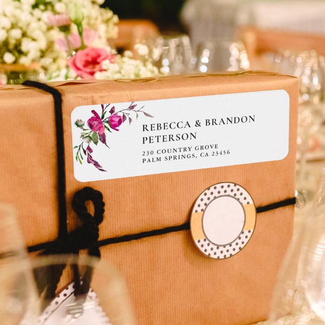 Elegant spring summer pink purple flowers wedding label (Creator Uploaded)
