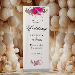 Elegant spring summer pink purple flowers wedding retractable banner