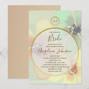 Elegant Spring Summer Watercolor Bridal Shower Invitation