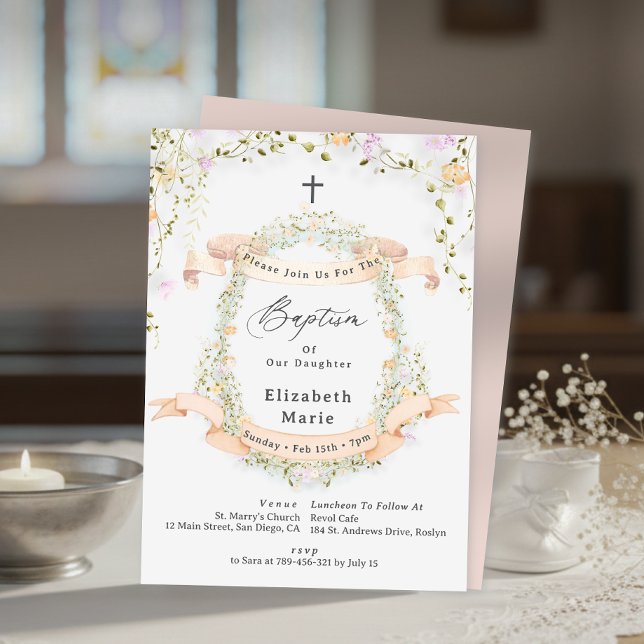Elegant Spring Summer Wildflower Floral Baptism Invitation (Elegant Spring Summer Wildflower Floral Baptism Invitation)