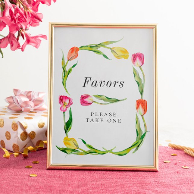 Elegant Spring Tulip Bridal Shower Favor Sign (Creator Uploaded)