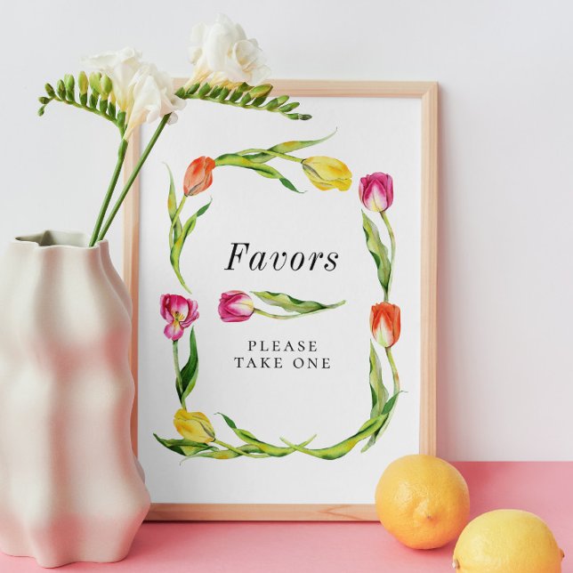 Elegant Spring Tulip Bridal Shower Favor Sign (Creator Uploaded)