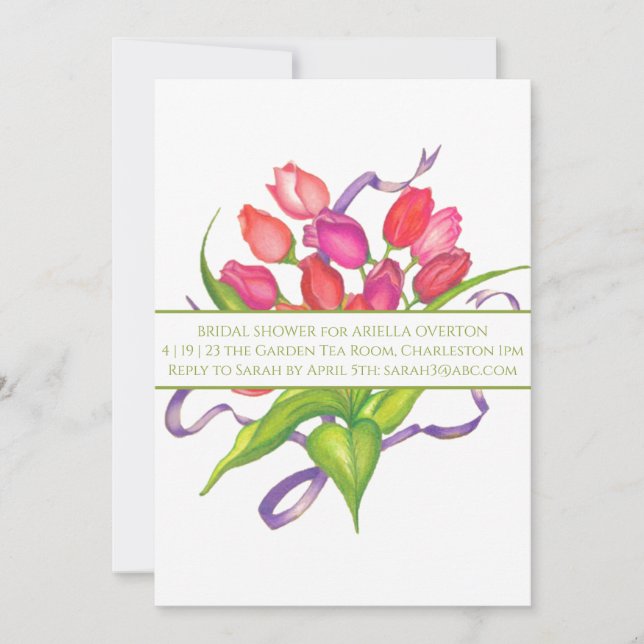 Elegant Spring Tulips Bridal Shower Invitation (Front)
