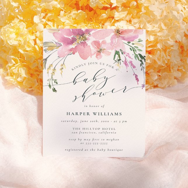 Elegant Spring Watercolor Floral Baby Shower Invitation Postcard (Creator Uploaded)