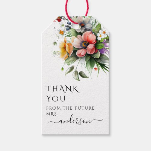 Elegant Spring Watercolor Floral Bridal Shower  Gift Tags