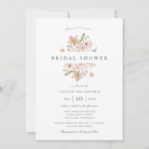 Elegant Spring Watercolor Floral Bridal Shower Invitation